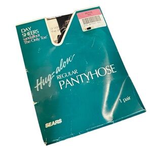♥️VINTAGE SEARS NEW hug along day sheers sandal foot navy pantyhose size petite